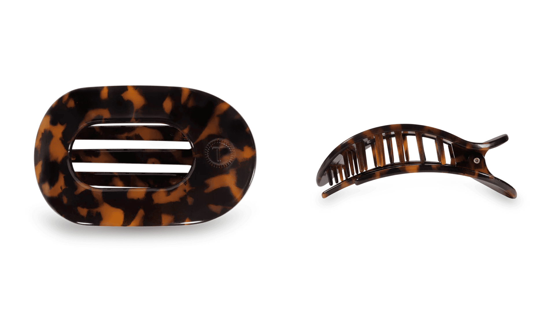 TELETIES - Small Flat Round Clip - Strong Grip, Bendable Teeth, Comfortable Curved Design - For Lying Down, Yoga, Driving & More - Ideal for Thin-Medium Hair - For All Hair Textures - Jet Black