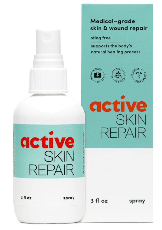 Active Skin Repair First Aid Healing Skin Spray - Natural & Non-Toxic with Hypochlorus Acid for Minor Cuts, Wounds, Scrapes, Rashes, Sunburns, & More, 3 oz