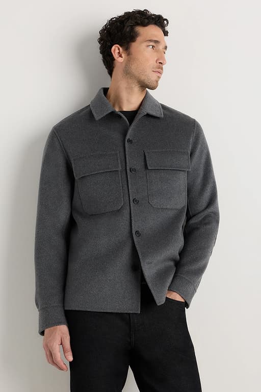 100% Mongolian Cashmere Double-Faced Shirt Jacket
