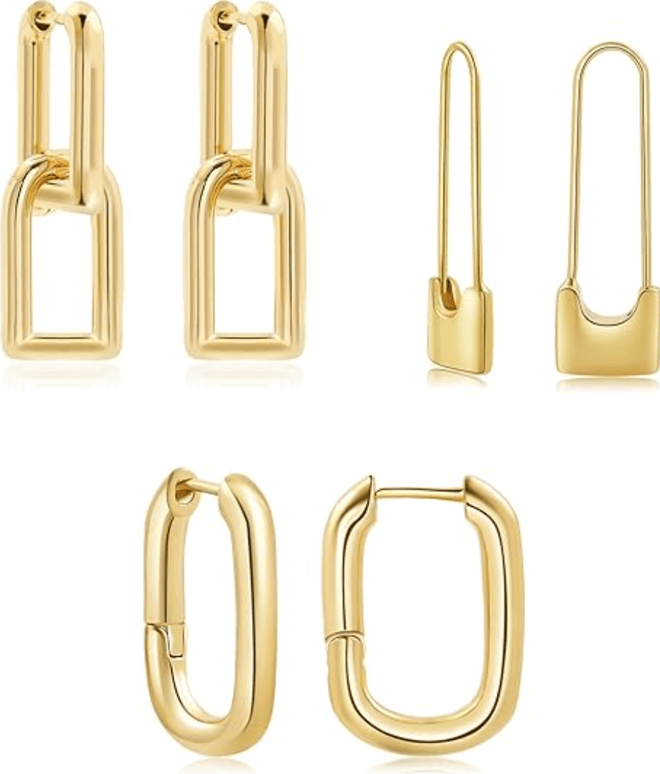 Amazon SLOONG Earrings Gold Hoops Set