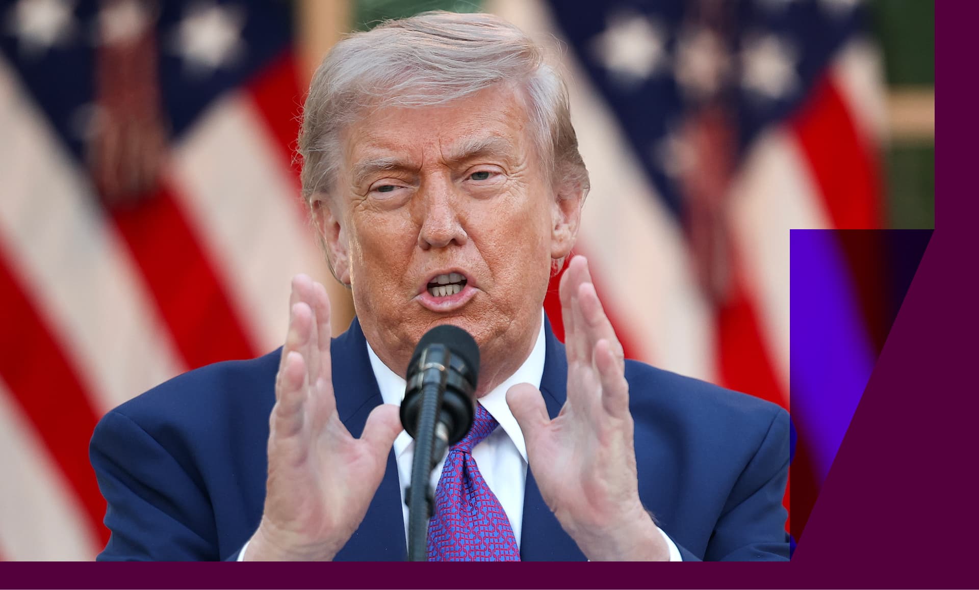 President Donald Trump speaks in the Rose Garden