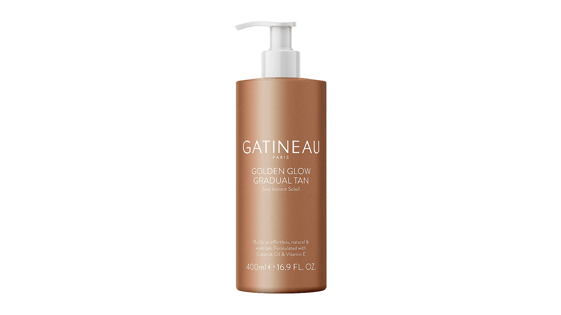 Bronze pump bottle of tan