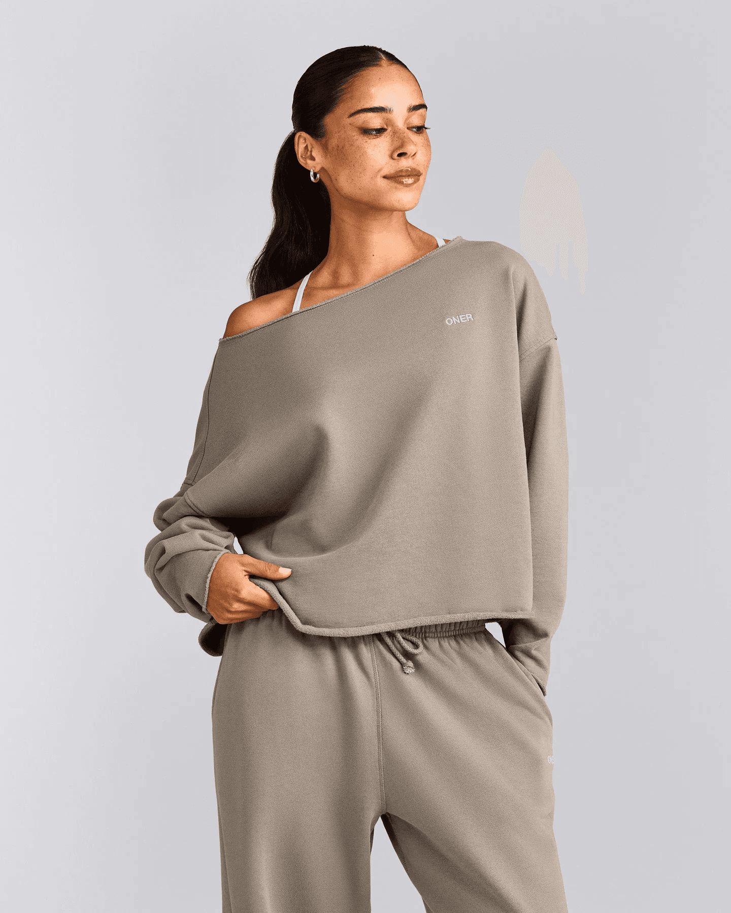 Oner Active Cotton Vintage Lounge Off-The-Shoulder Sweatshirt