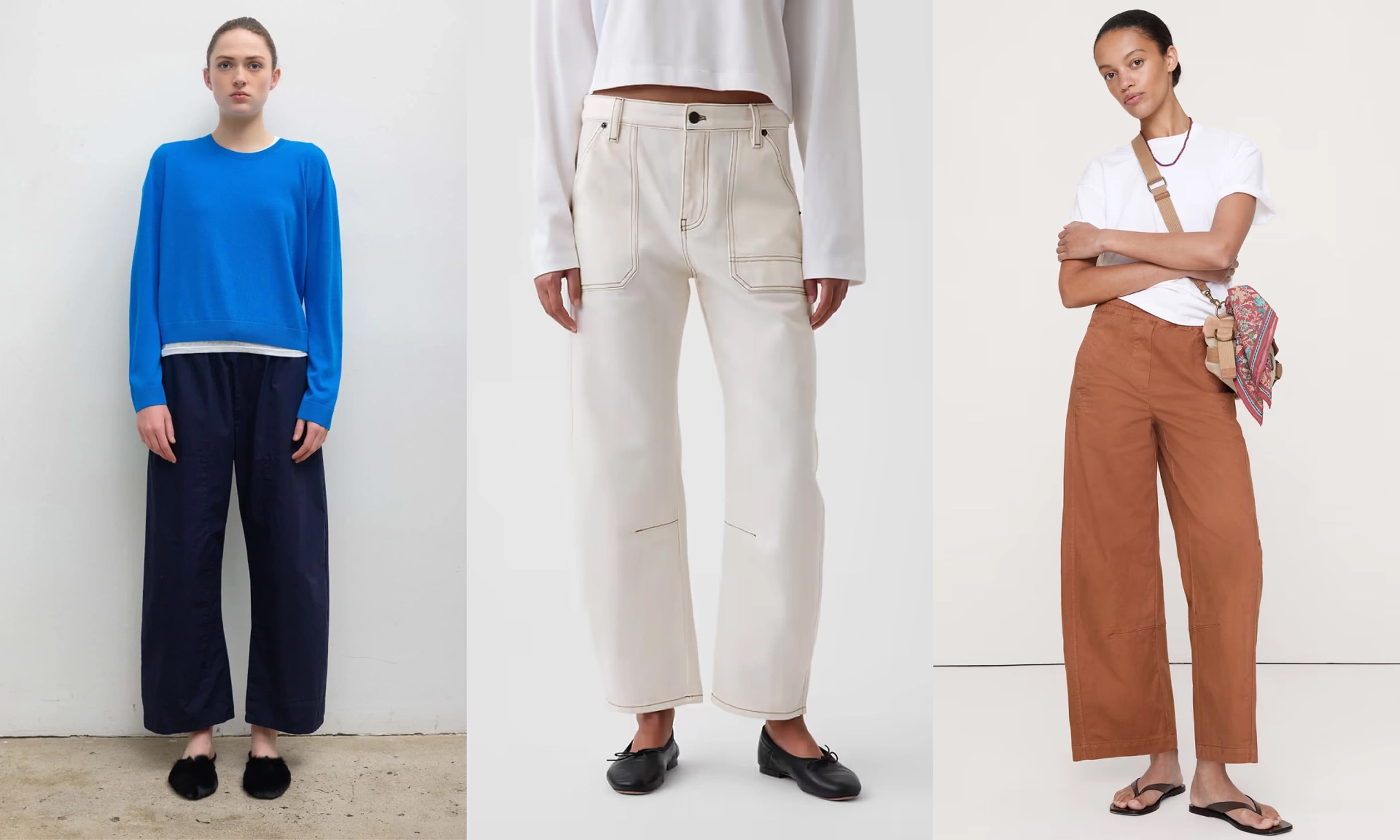 drawstring trousers, carpenter pants, barrel pants