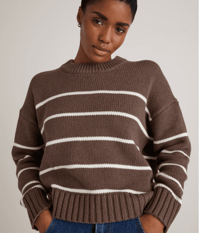 Quince 100% Organic Cotton Striped Crew Sweater