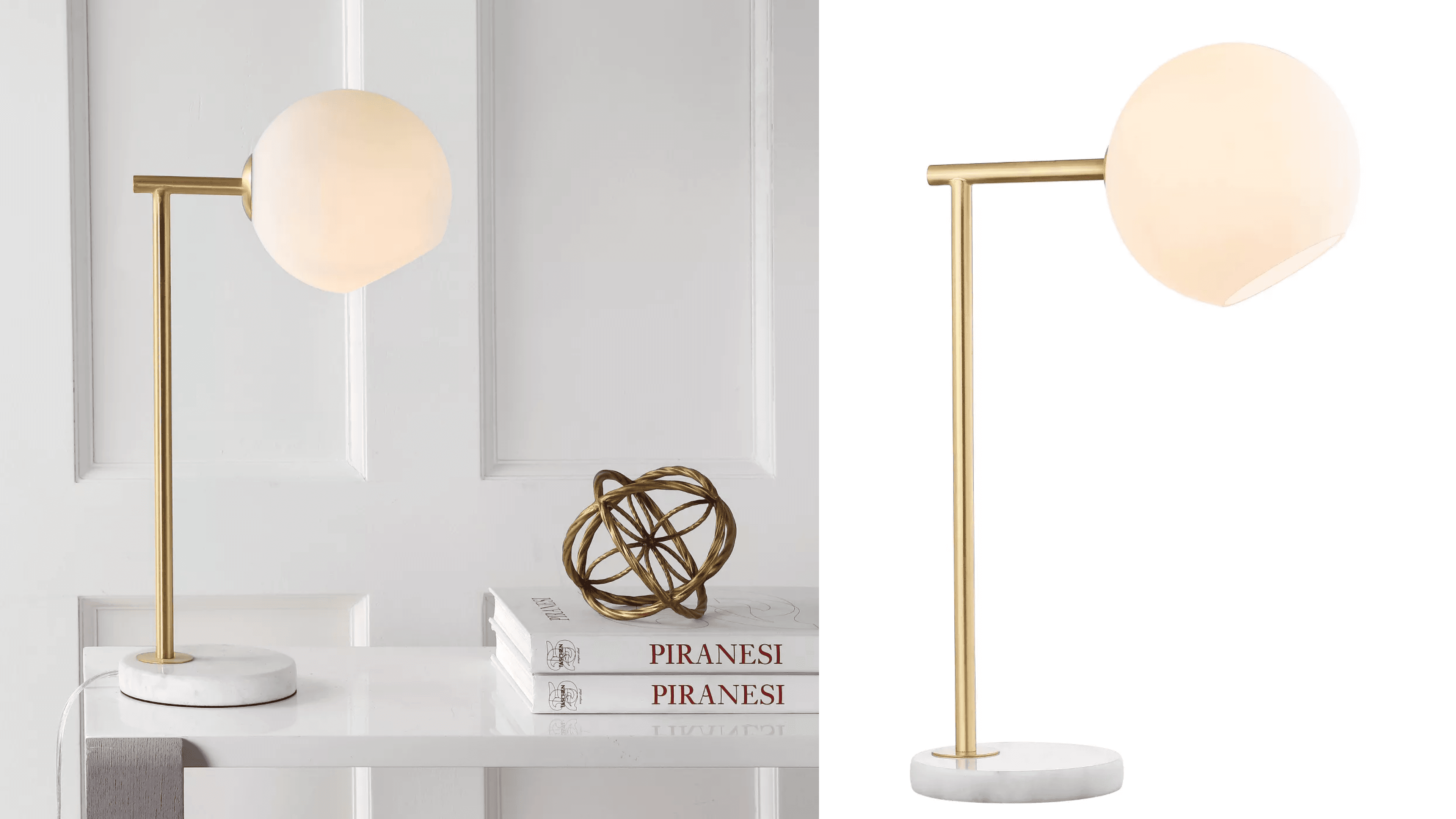 A globe table lamp
