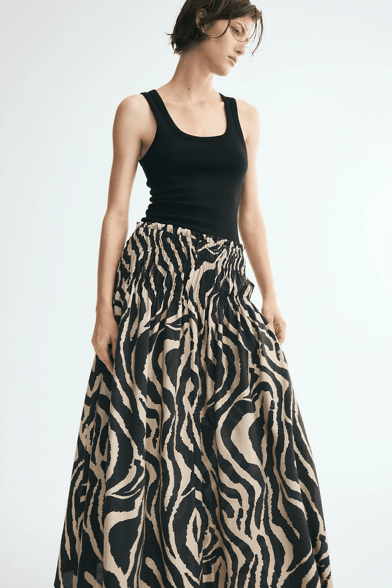 H&M Smocked-Waist Skirt