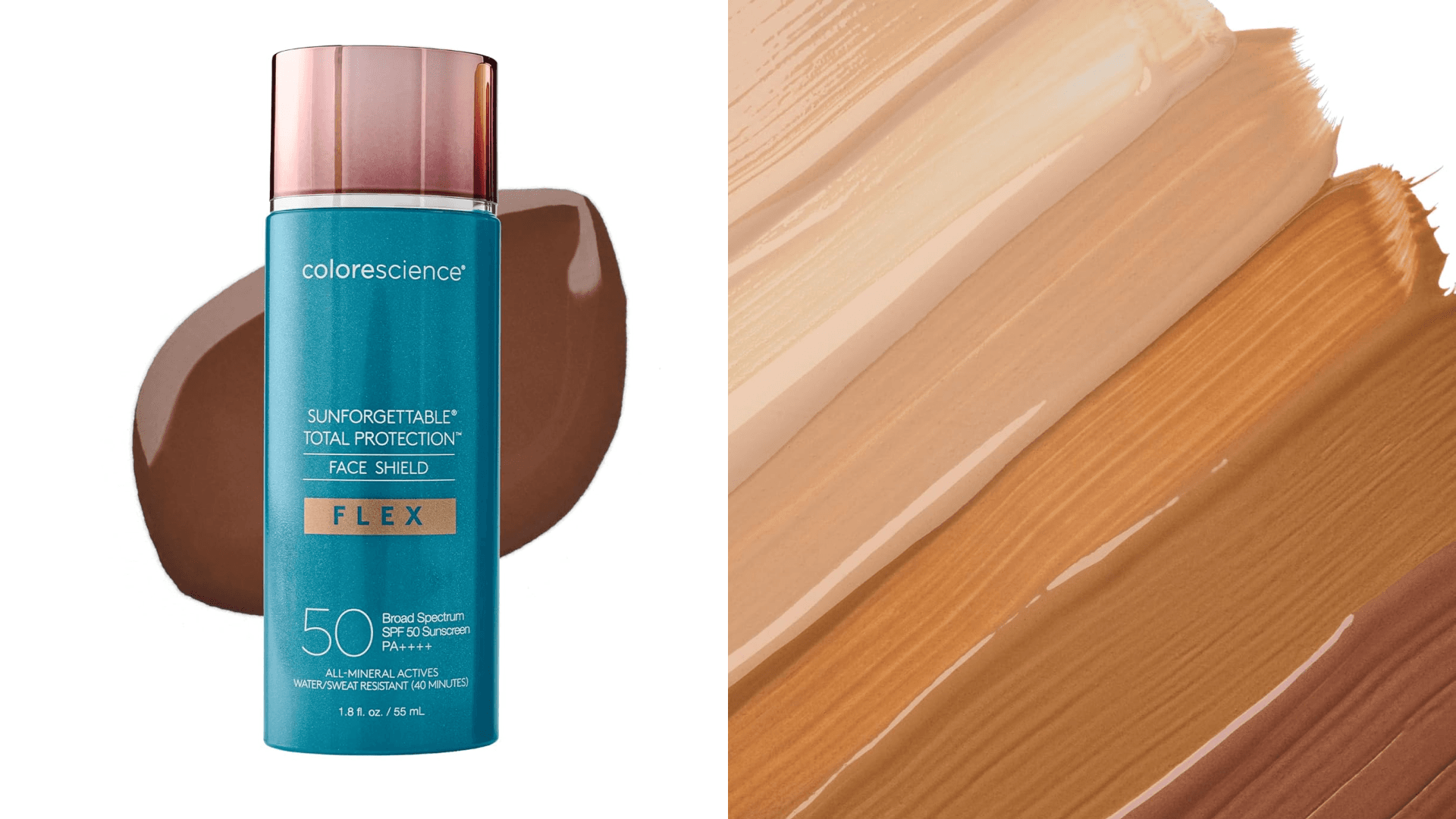 Colorescience Total Protection Face Shield Flex SPF 50, Zinc Oxide Formula, Deep, 1.8 Fl oz.