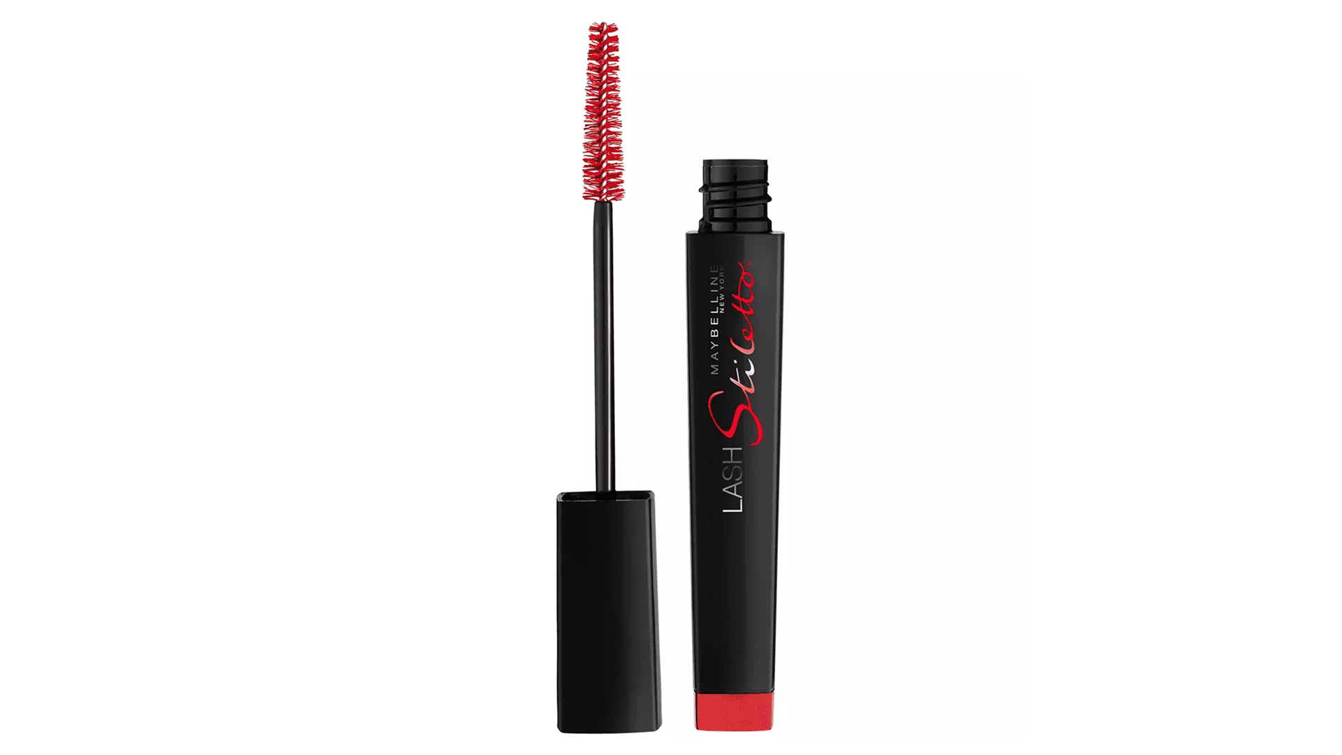 Black tube of mascara with red accents