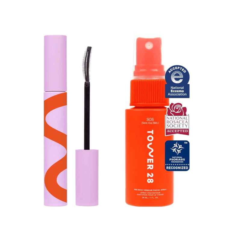 Tower 28 Mini SOS Daily Rescue Facial Spray (1 Oz) + MakeWaves Mascara in Jet