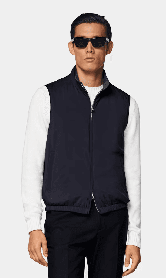 Navy Reversible Light Padded Zip Vest
