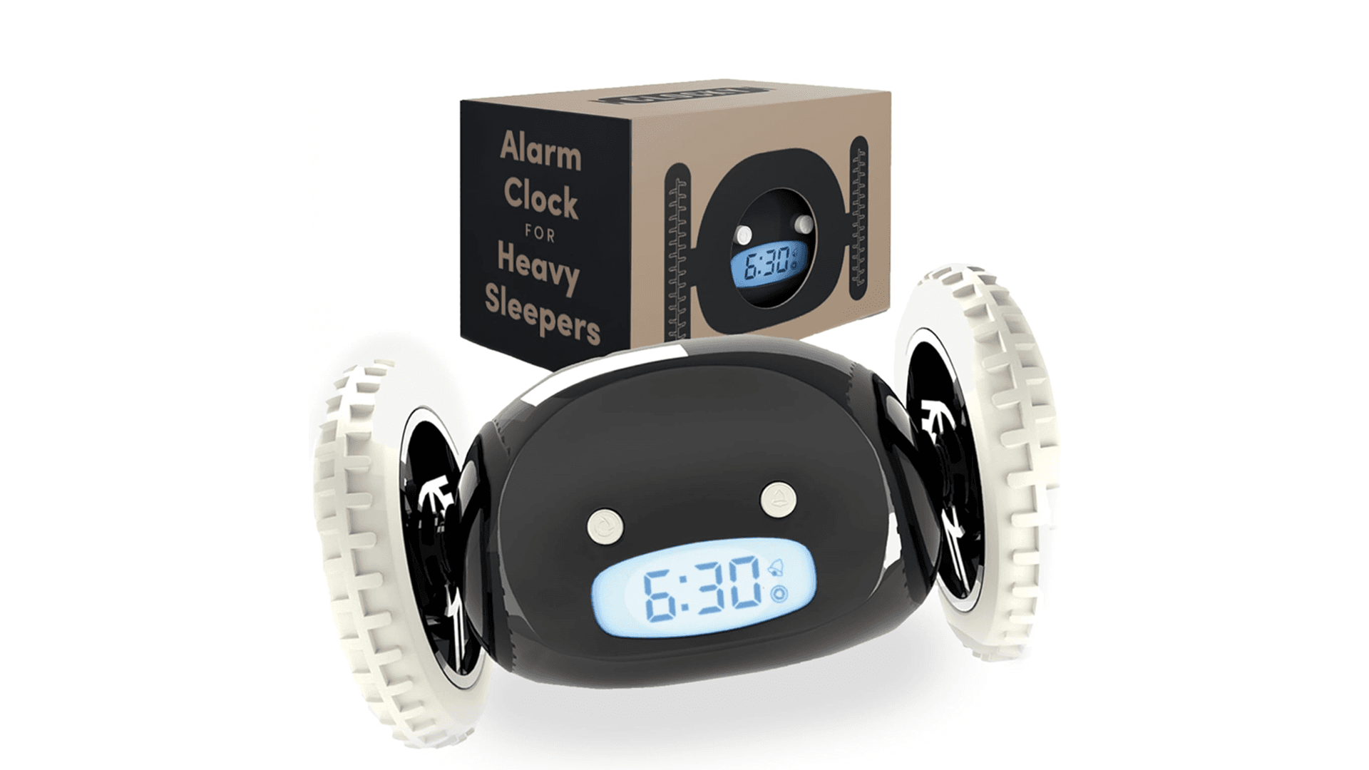 CLOCKY Extra Loud Alarm Clock for Heavy Sleepers on Wheels Rolls Runs Away Vibrating, Easy to Set Super Smart Snooze Digital Bed Shaker Alarm Clock Funny Gift for Adults Kids Teens Bedrooms (Black)