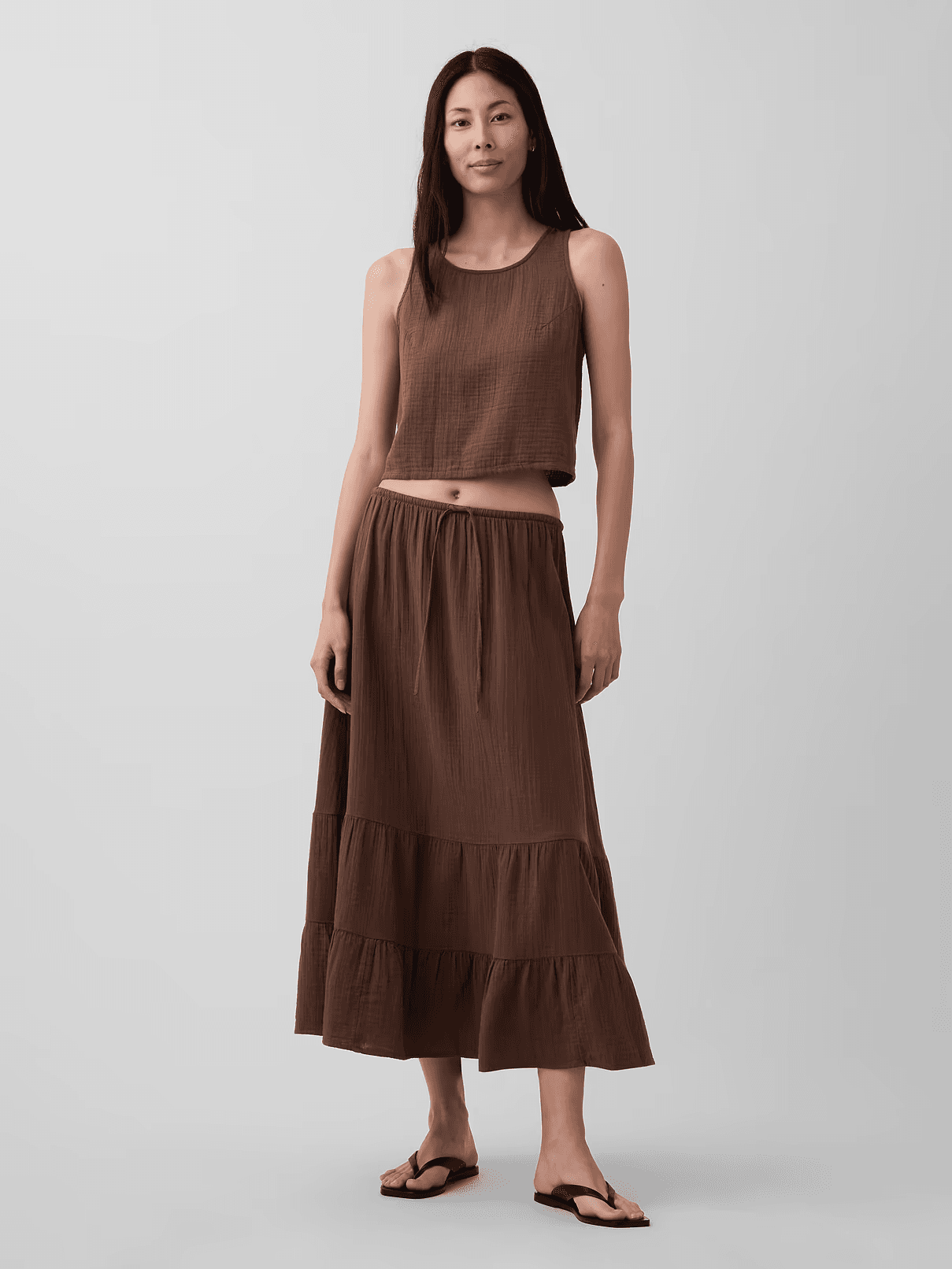 Gap Cotton Gauze Tiered Easy Maxi Skirt