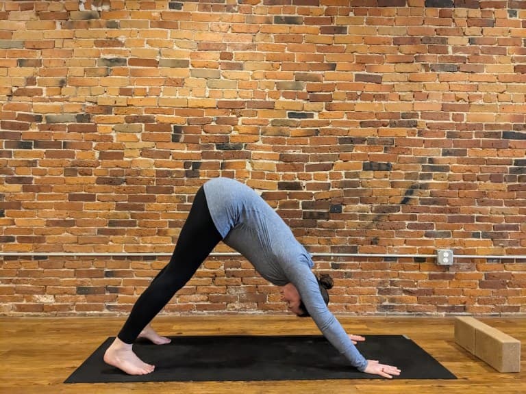 Pregnant person practicing downward-facing dog