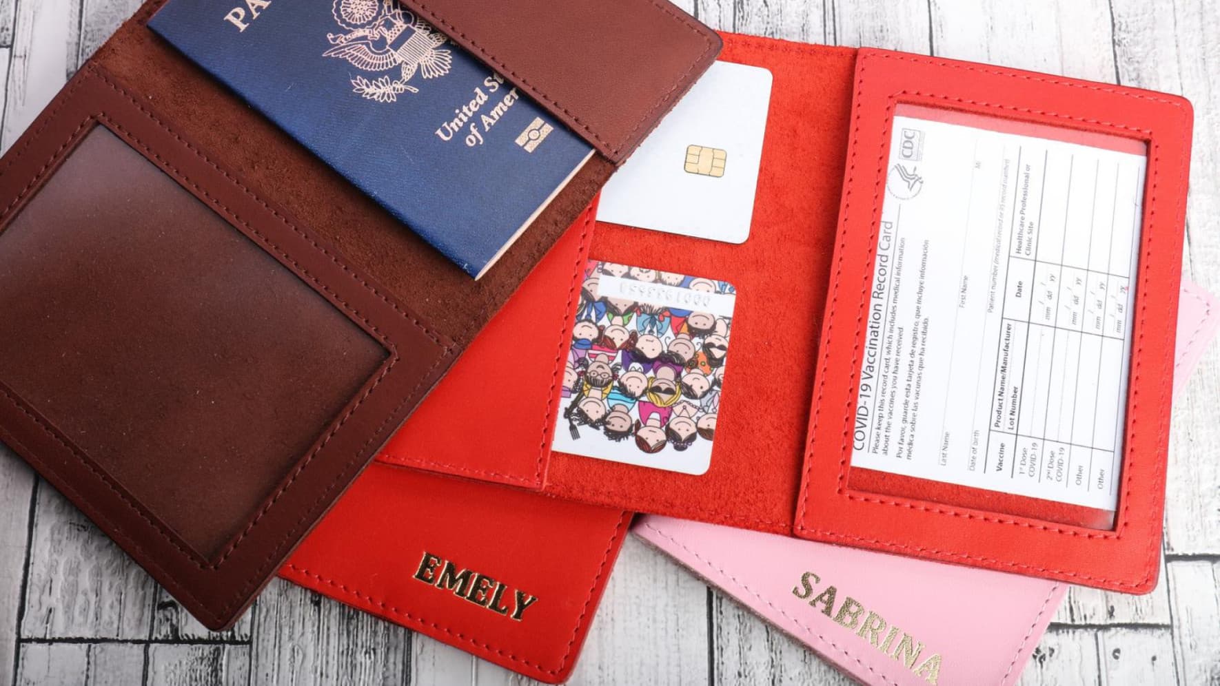 A monogrammed vax-card holder