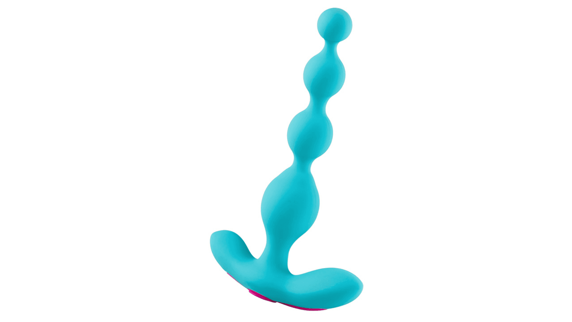 Teal anal beads with hot pink control panel