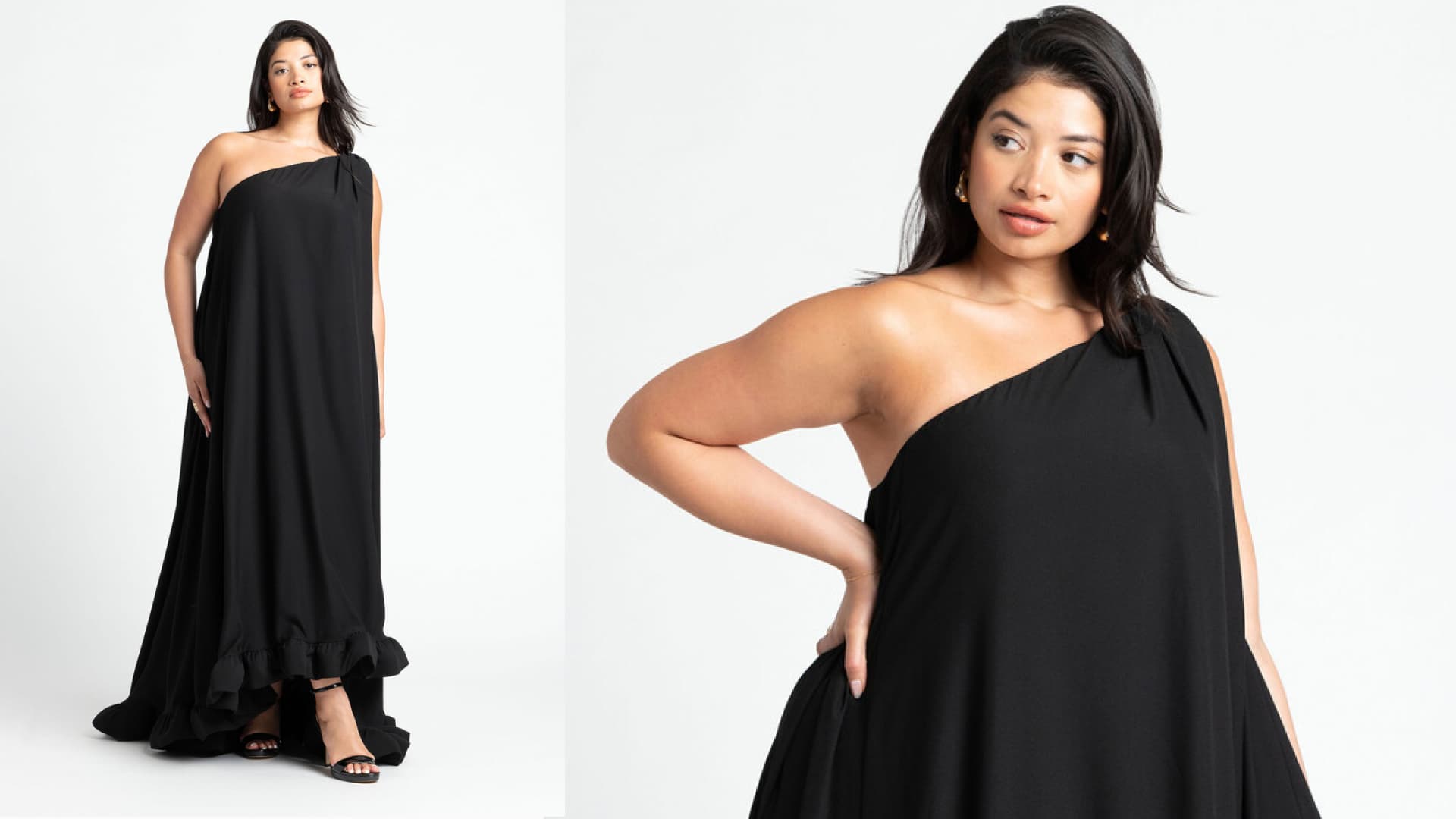 one shoulder gown